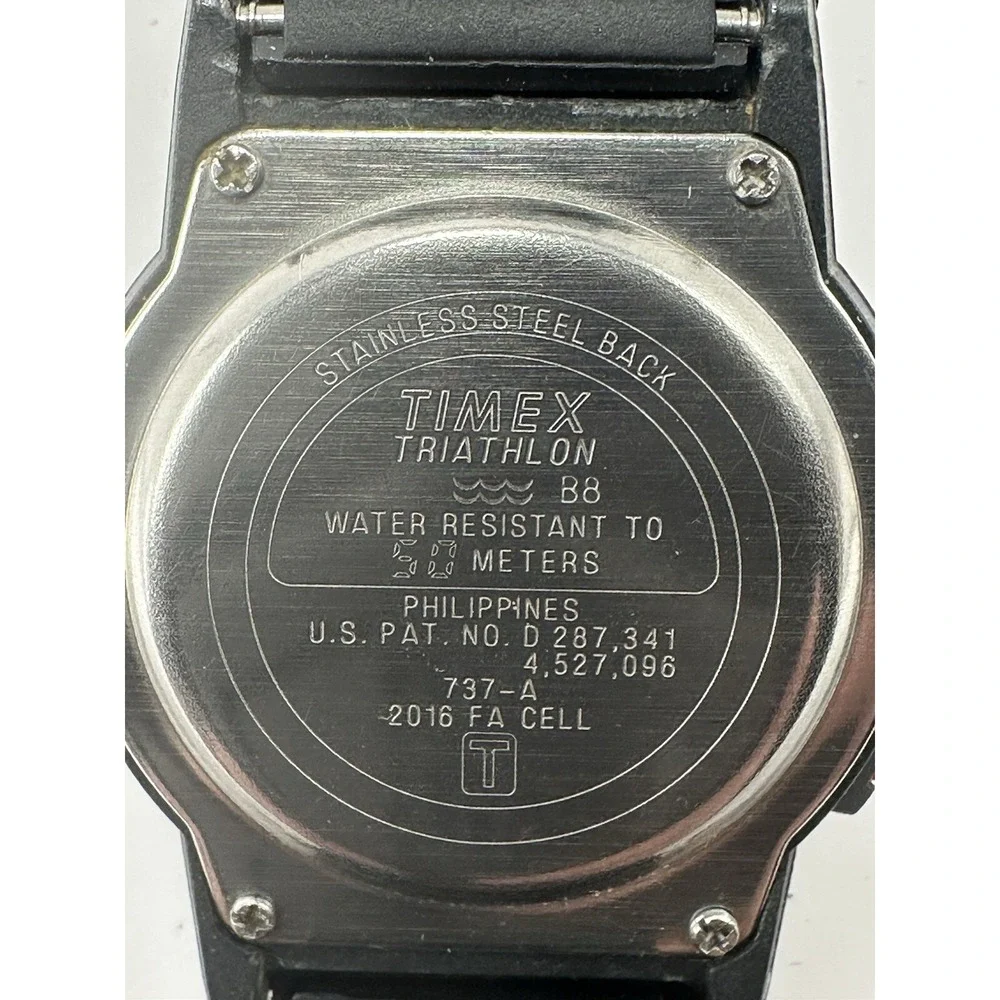 Timex 737-A Watch New‎ Battery Indiglo 8 Lap Triathlon 36MM 8.5